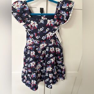Janie and Jack Navy Floral Ruffle Dress